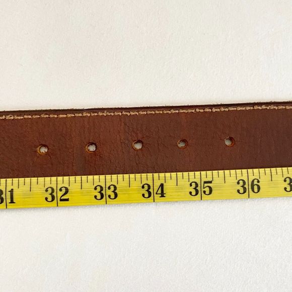 Lucky Brand Belt Mens 32 Medium Rugged Chestnut Brown Leather Contrast Stitch - Picture 14 of 15